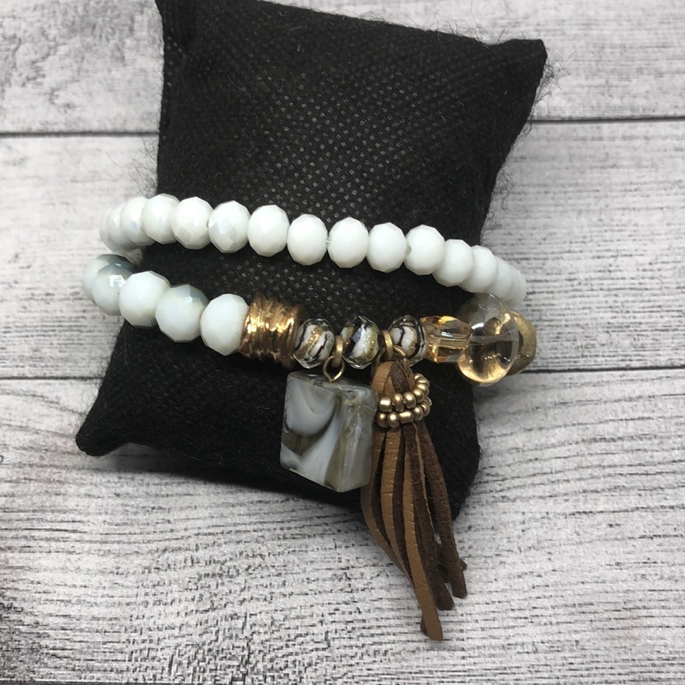 Boho festival  beaded stackable layering bracelets roll on bundle lot 2